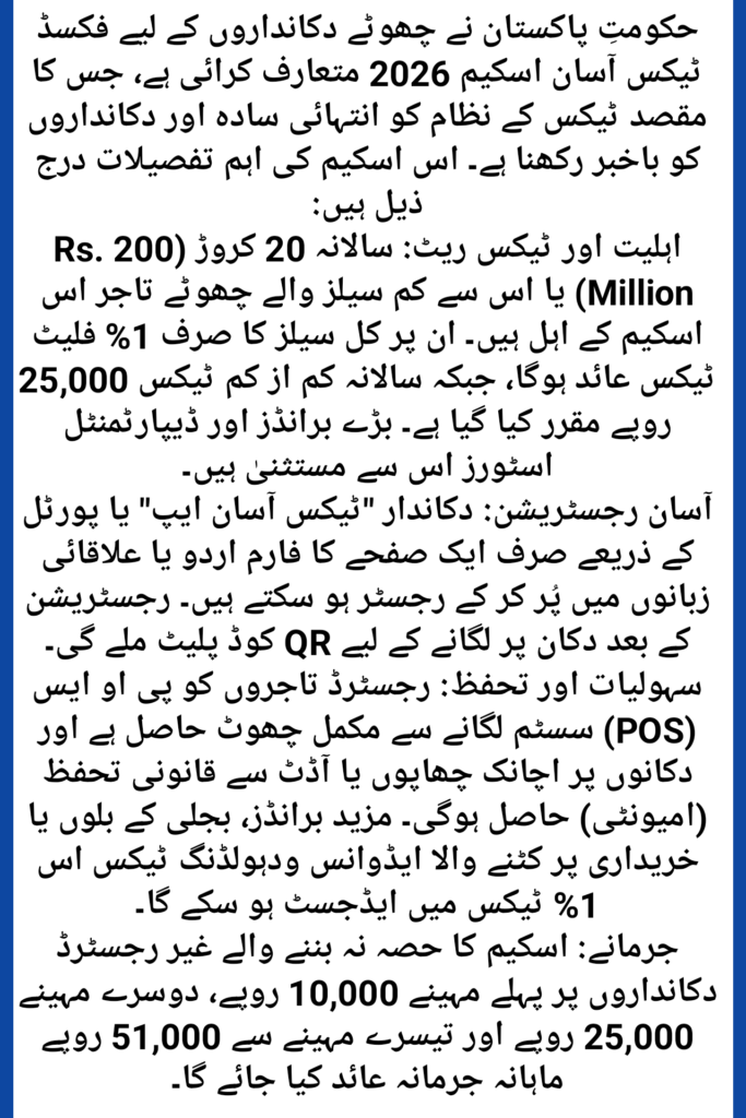 Fixed Tax Asaan Scheme